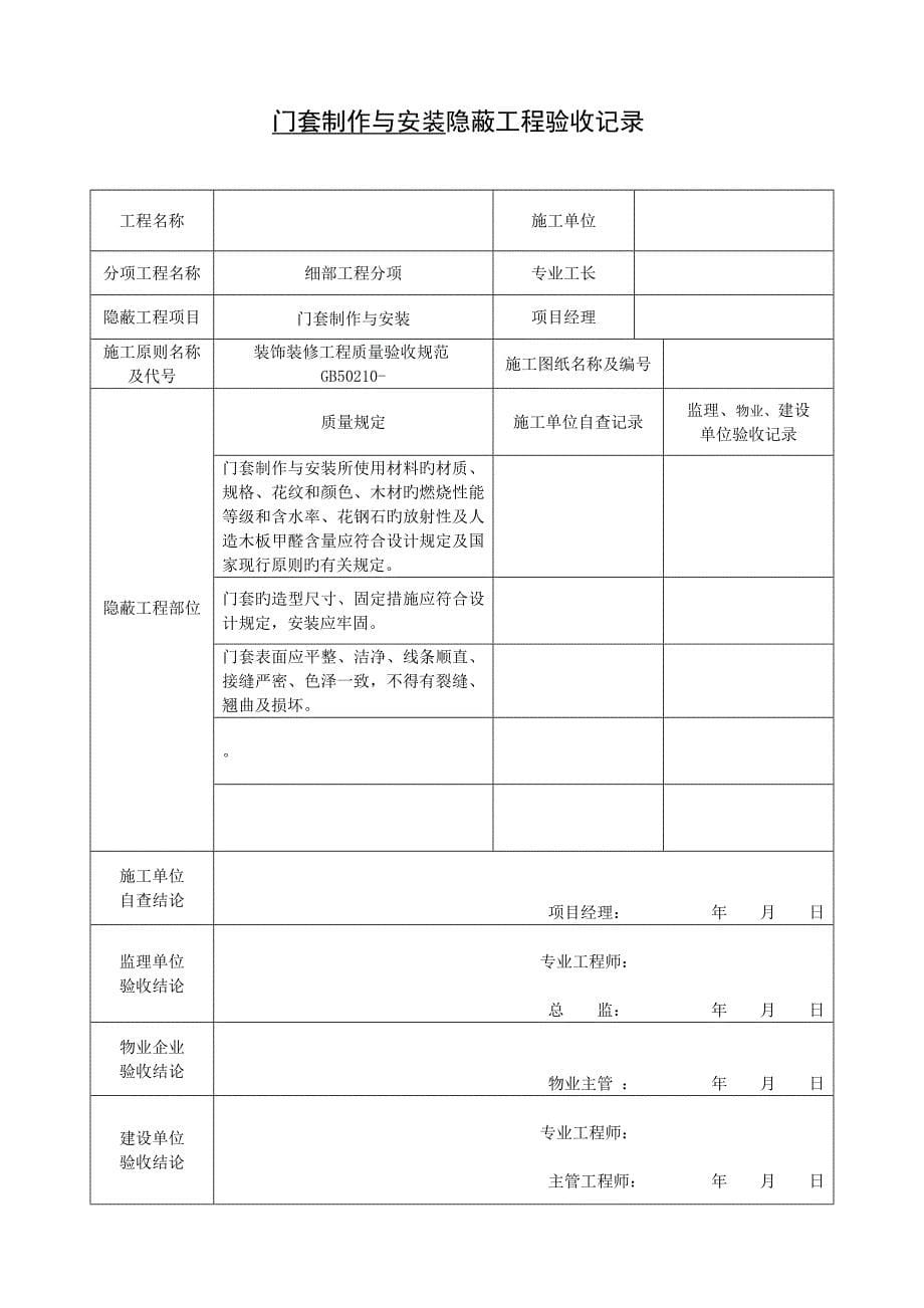 装饰装修隐蔽工程验收记录表_第5页