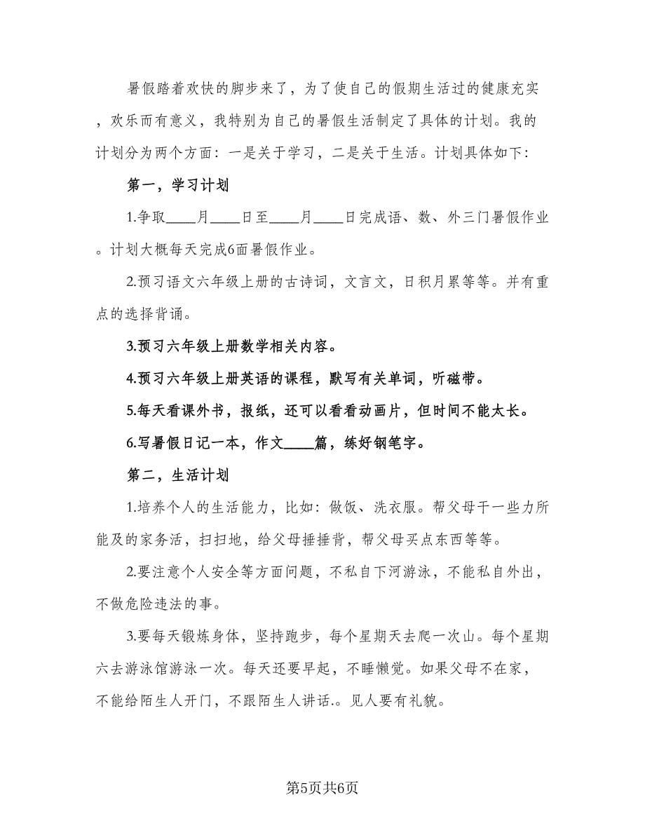 2023暑假学习计划例文（三篇）.doc_第5页