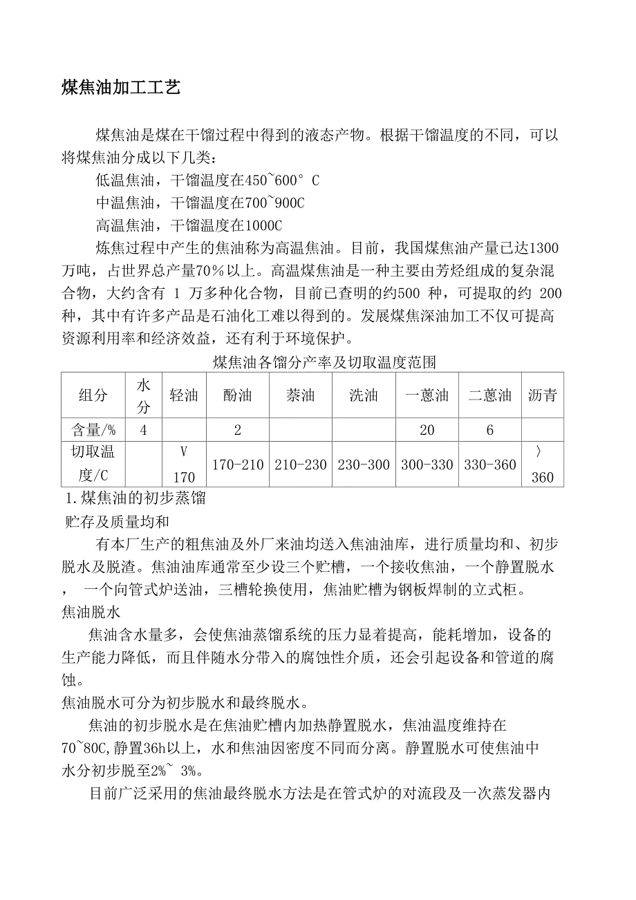 煤焦油加工工艺_第1页