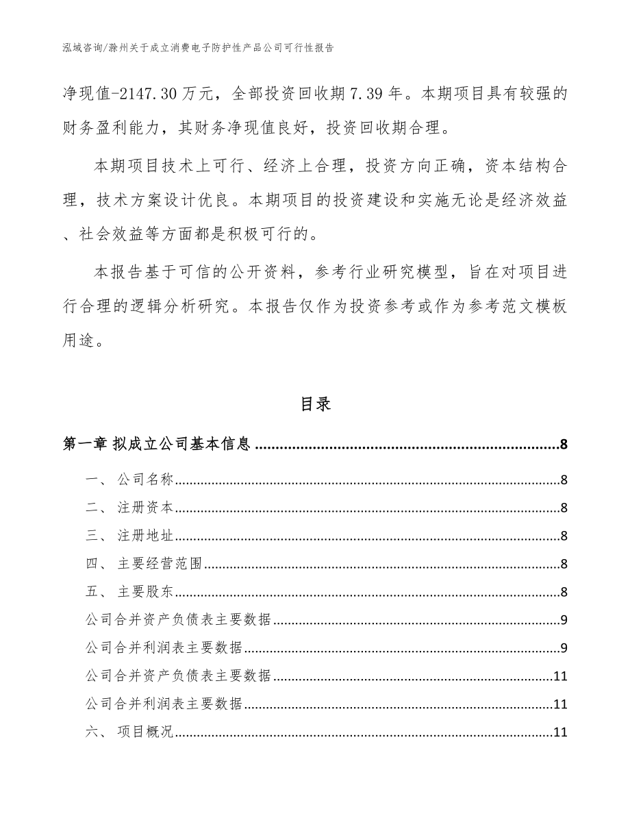 滁州关于成立消费电子防护性产品公司可行性报告【参考范文】_第3页