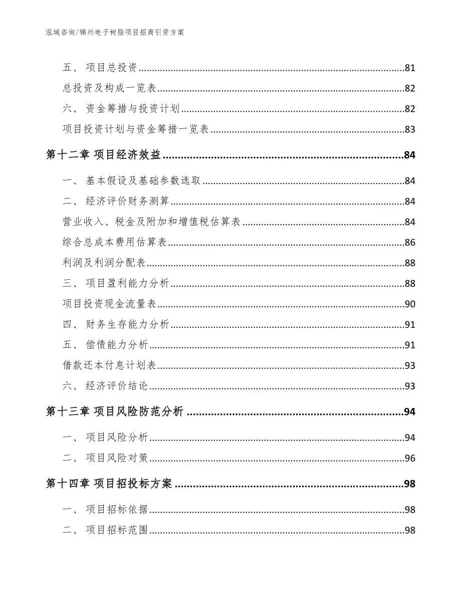 锦州电子树脂项目招商引资方案_范文模板_第5页