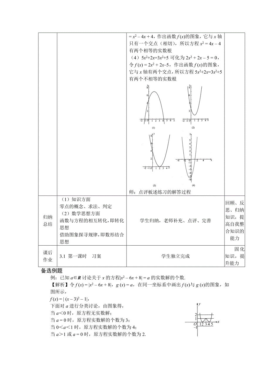 人教A版数学必修一3.1.1方程的根与函数的零点教案_第3页