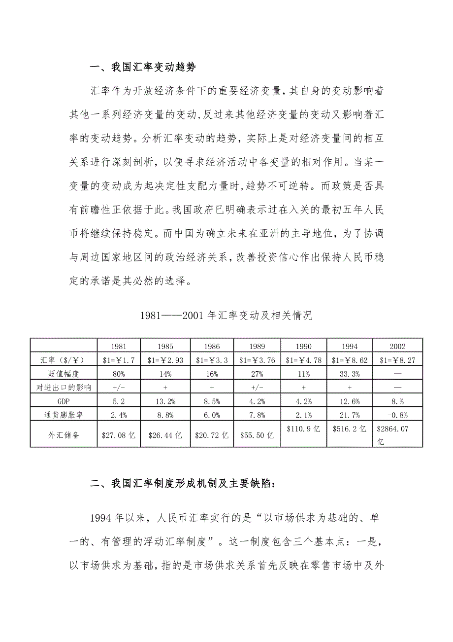 电大结合人民币汇率变动趋势及相关数据分析汇率的作用_第1页