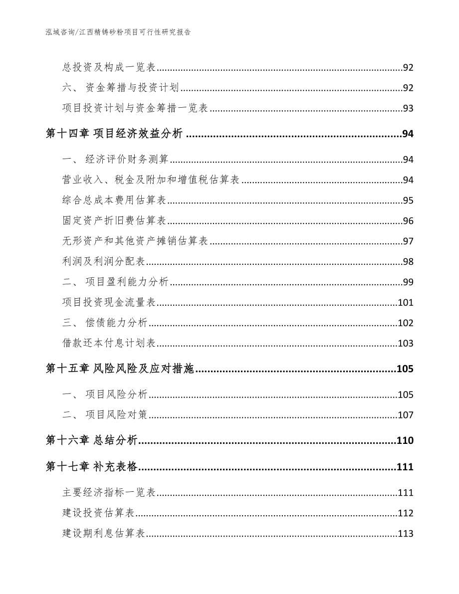 江西精铸砂粉项目可行性研究报告_参考范文_第5页