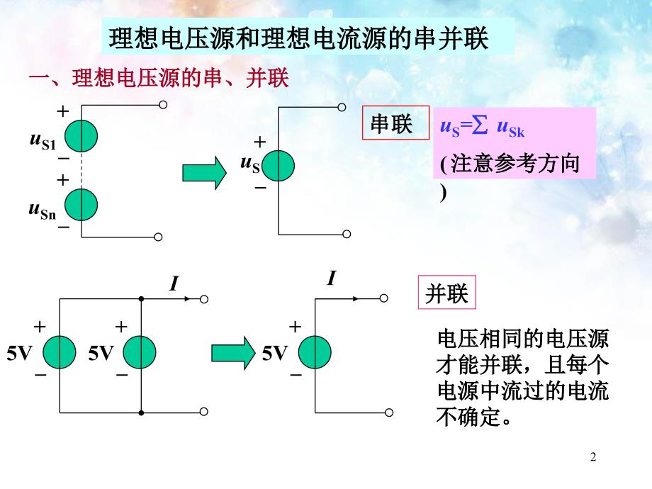 简单电阻电路分析2理想电压源电流源的串并联和等效变换ppt课件_第2页