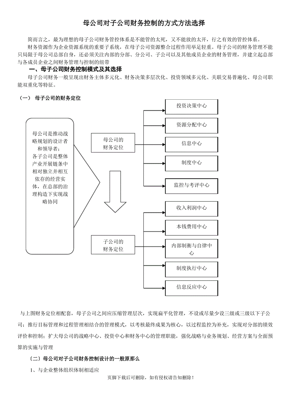 母公司对子公司财务控制方案_第1页