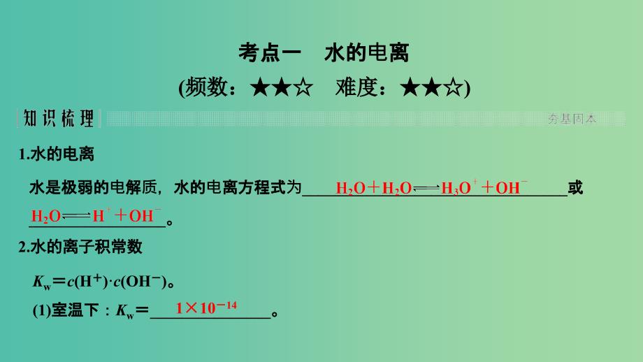 全国通用版2019版高考化学大一轮复习第八章水溶液中的离子平衡第2讲水的电离和溶液的酸碱性课件.ppt_第2页