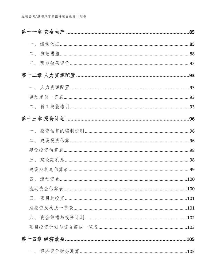 濮阳汽车紧固件项目投资计划书（模板范文）_第5页