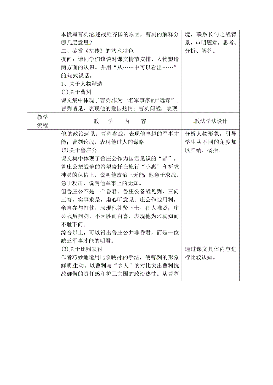 【最新版】吉林省长市九年级语文上册第三单元10曹刿论战教案2长版_第2页