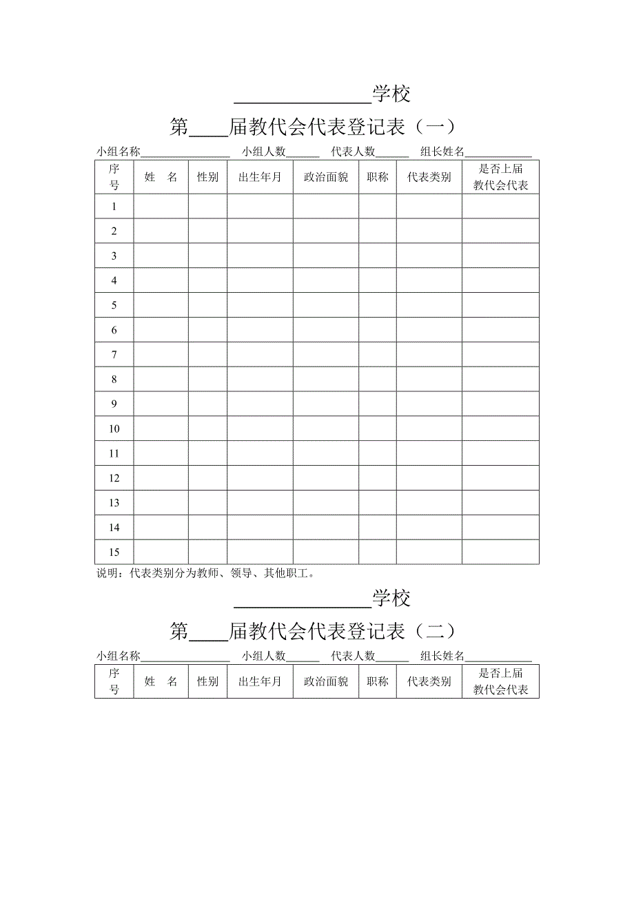教代会教师代表登记表_第1页