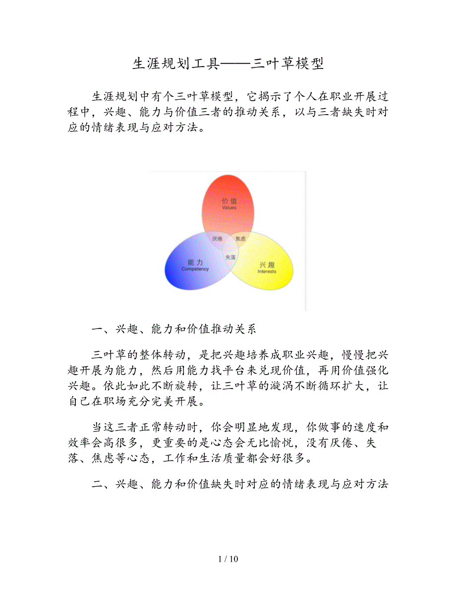 生涯规划工具——三叶草模型_第1页
