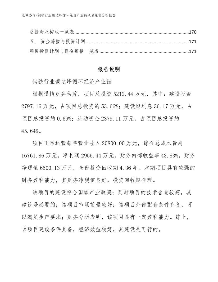 钢铁行业碳达峰循环经济产业链项目经营分析报告（范文）_第5页