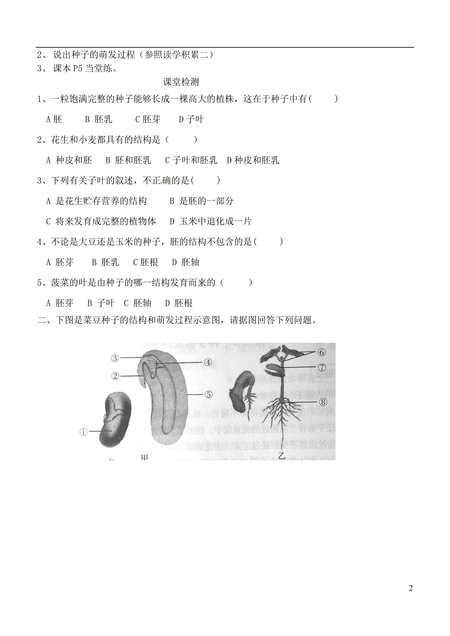 河北省石家庄创新国际学校八年级生物上册1.1.1种子的萌发过程预习展示课无答案新版冀教版_第2页