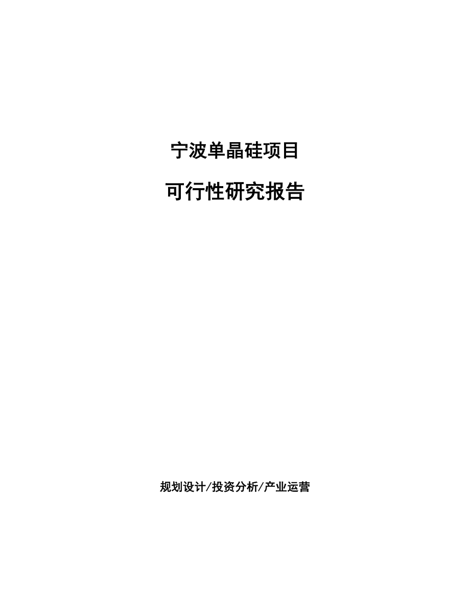 宁波单晶硅项目研究报告_第1页