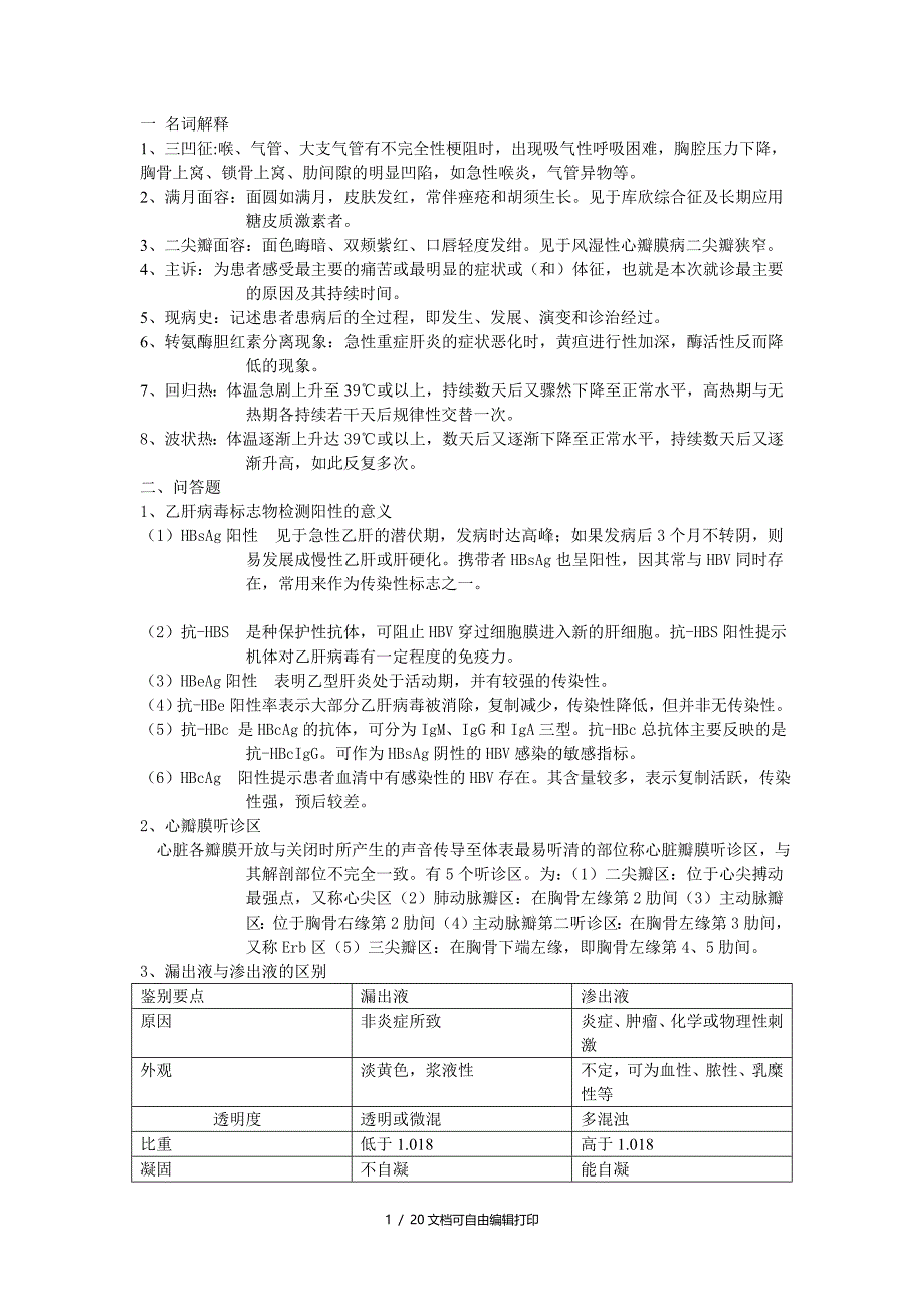 诊断学重点和答案_第1页