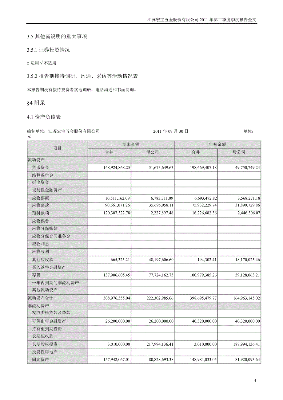 江苏宏宝：第三季度报告全文_第4页