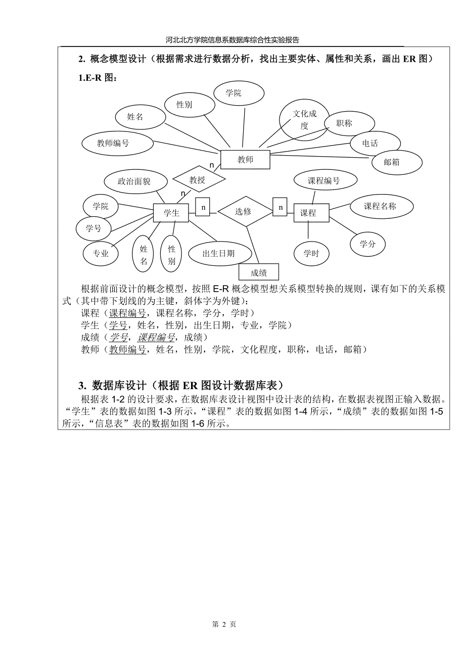 河北北方学院数据库实验报告_第3页