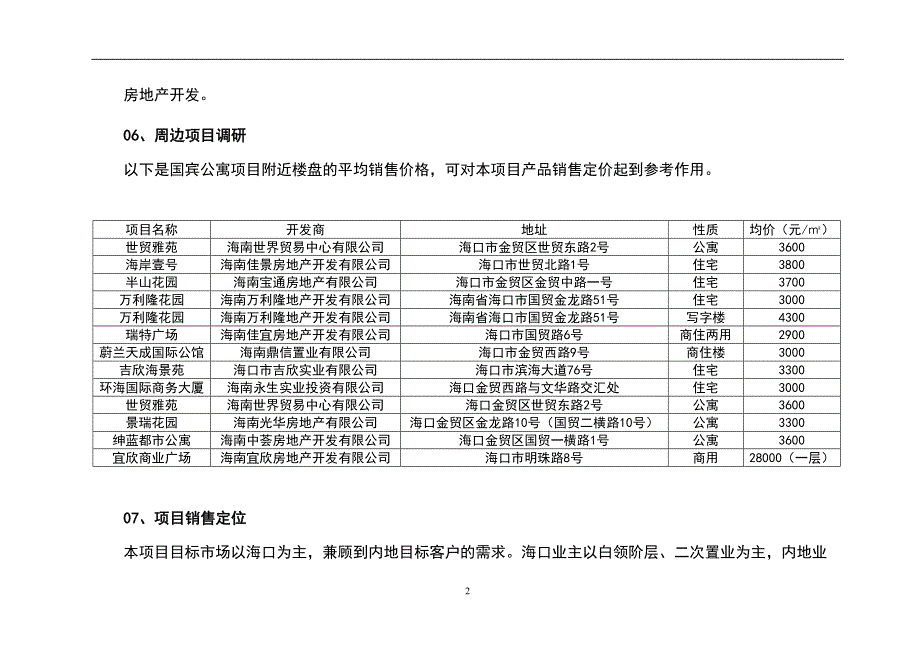 海南国宾公寓项目策划方案(DOC 24页)_第2页