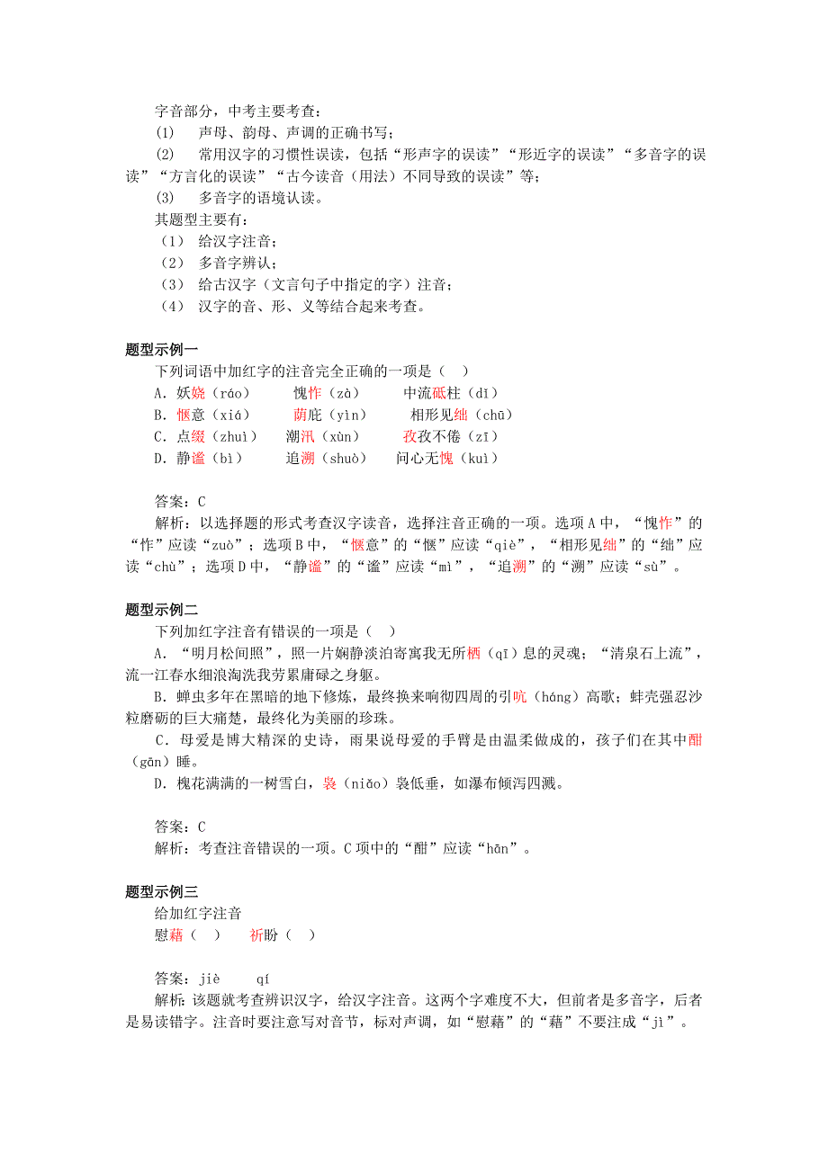 中考语文总复习：语音(含答案9页)_第2页