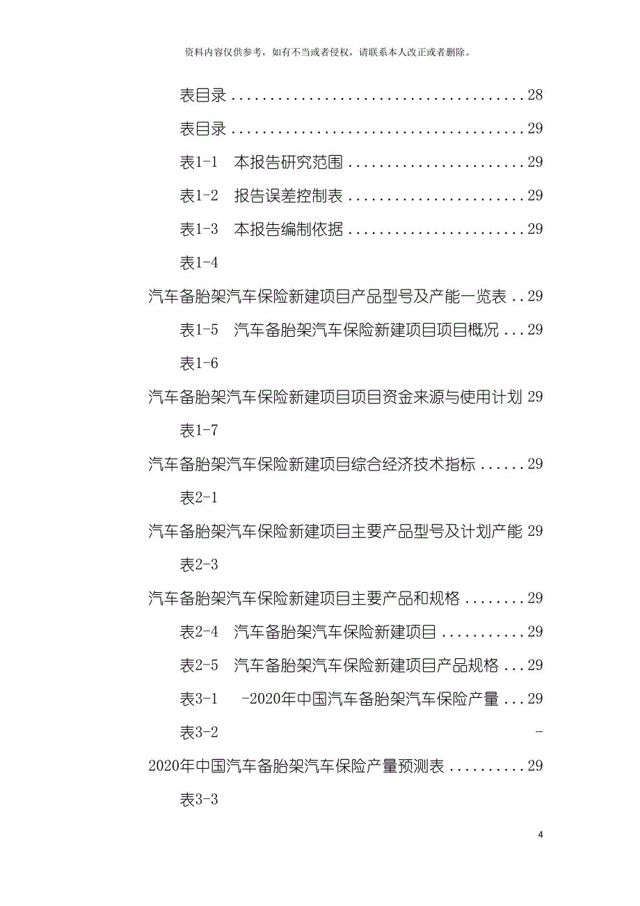 汽车备胎架汽车保险项目可行性研究报告模板_第4页