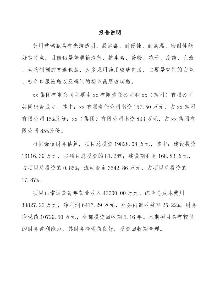 关于成立药用玻璃瓶公司可行性研究报告_第2页