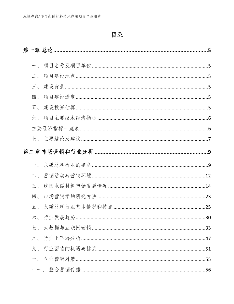 邢台永磁材料技术应用项目申请报告模板_第1页