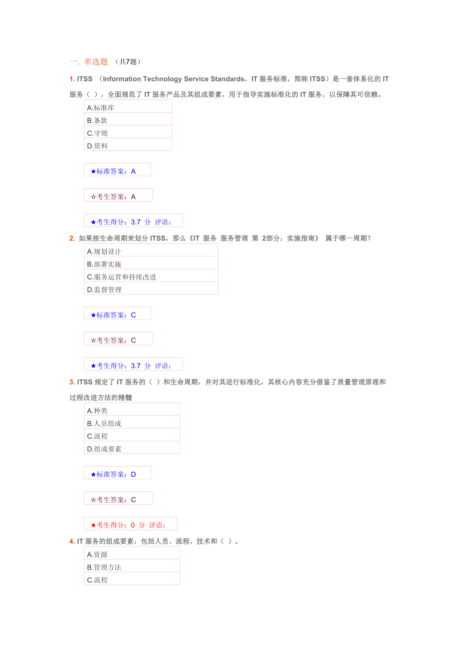 ITSS认证IT服务工程师题库.docx_第1页