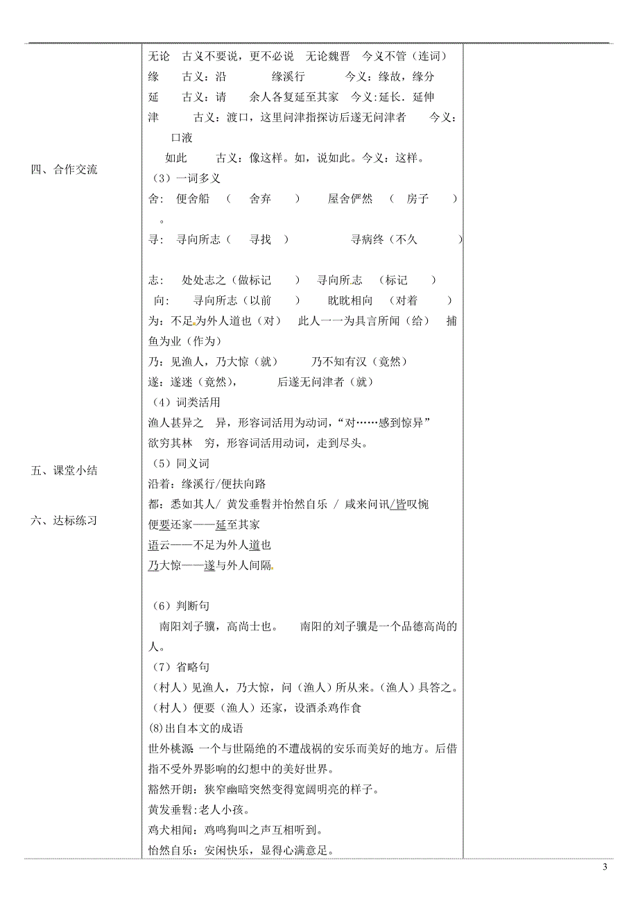 山东省滕州市滕西中学九年级语文下册第六单元桃花源记教案新版北师大版_第3页