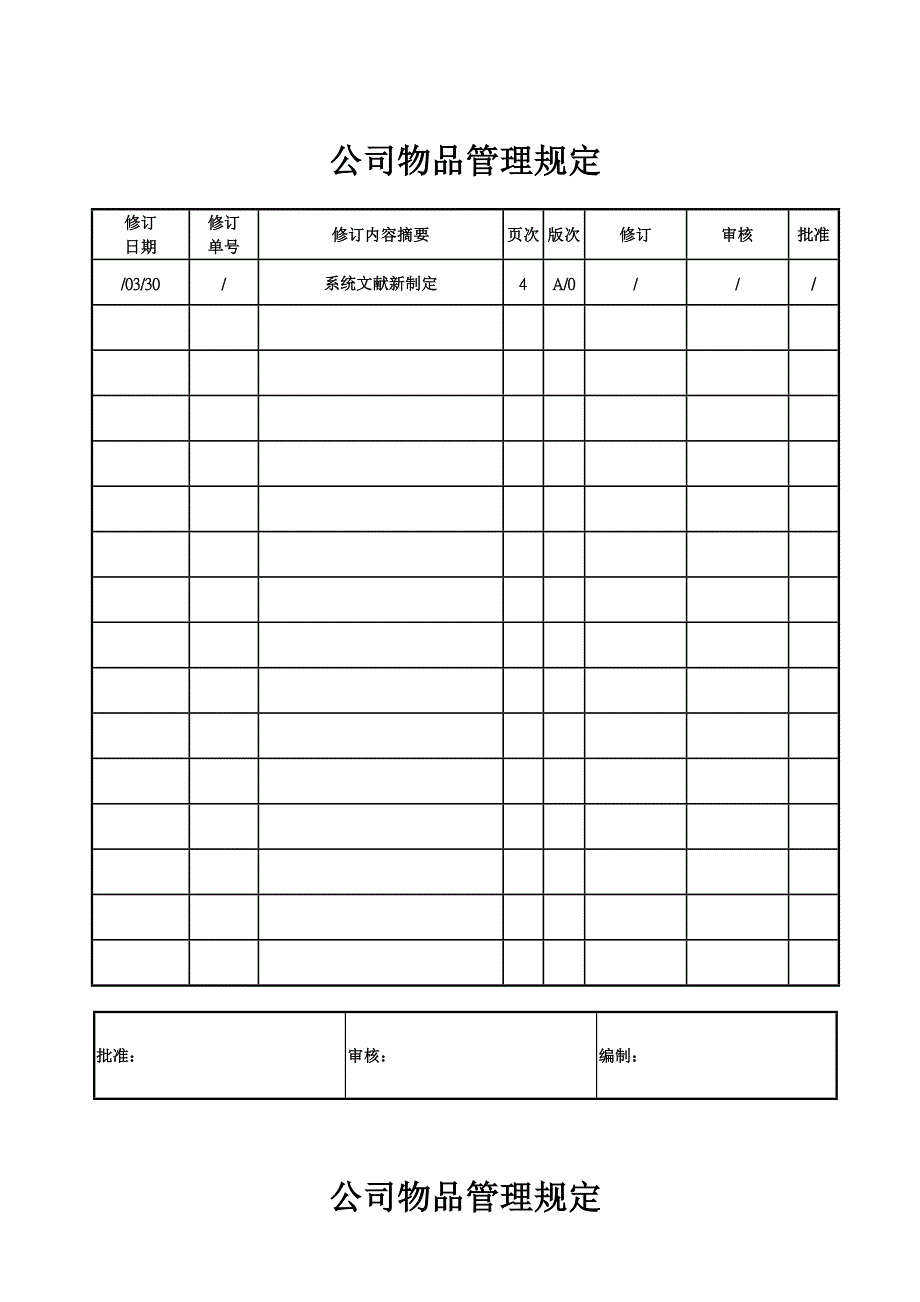 公司物品管理统一规定模板_第1页