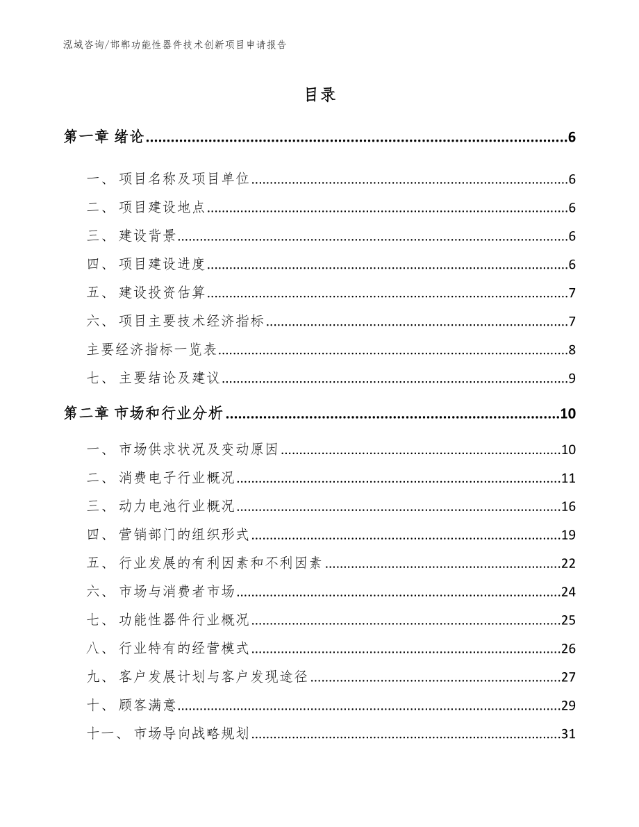 邯郸功能性器件技术创新项目申请报告_模板范本_第2页