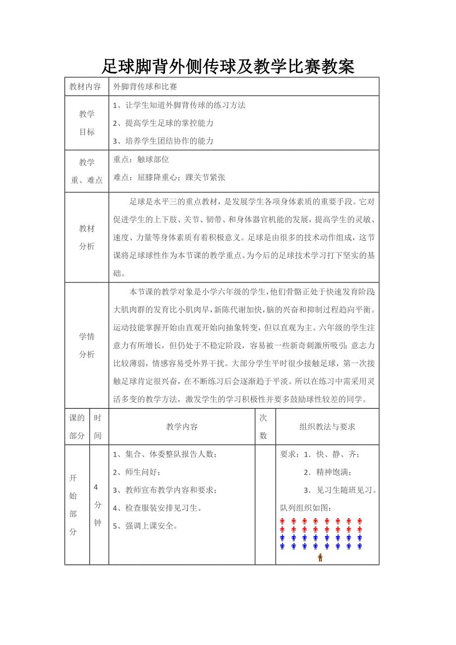 足球脚背外侧传球及教学比赛教案_第1页