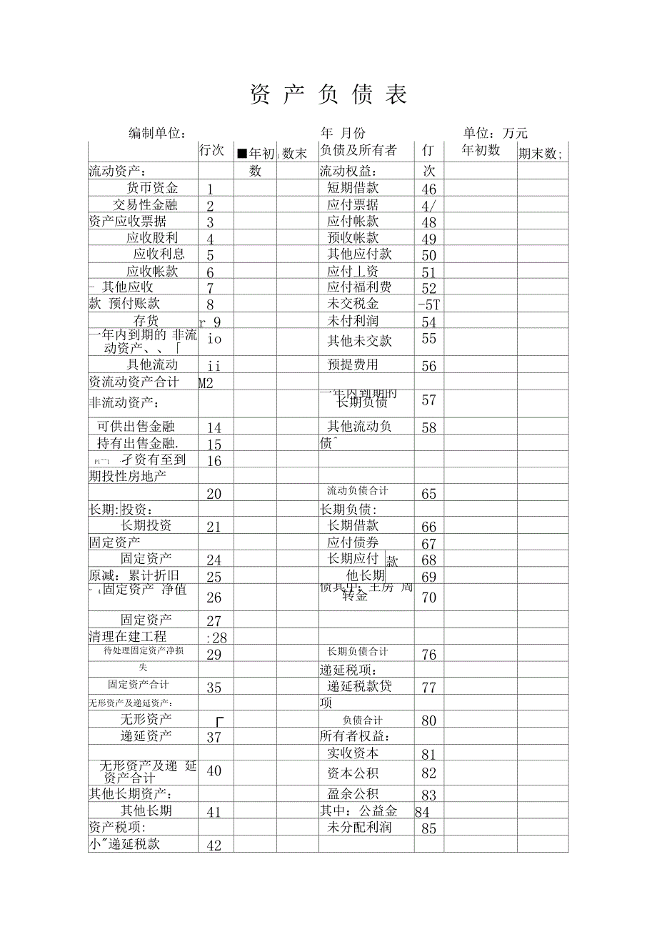 资产负债表表格_第1页