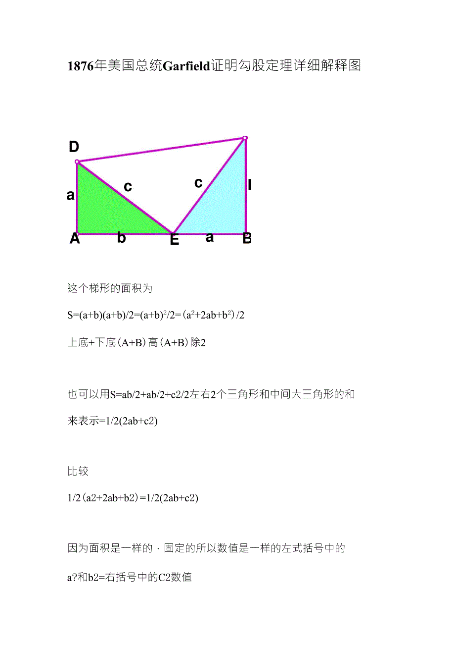 勾股定理总统证明法图例解释_第1页