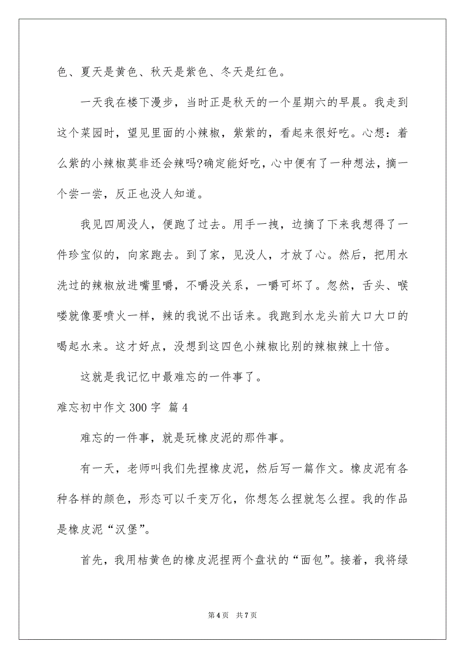 难忘初中作文300字集合6篇_第4页