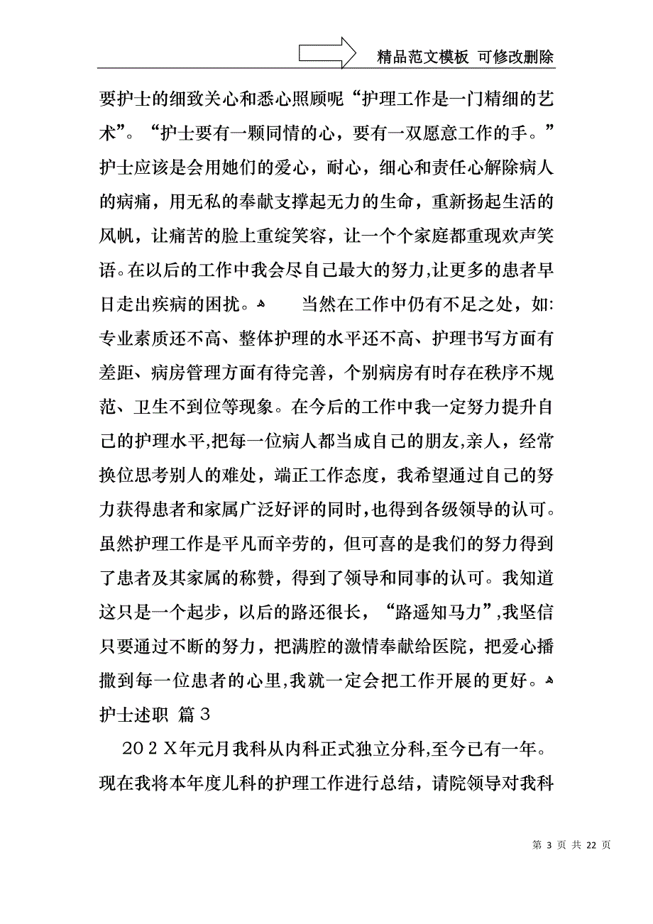 热门护士述职模板集合八篇_第3页