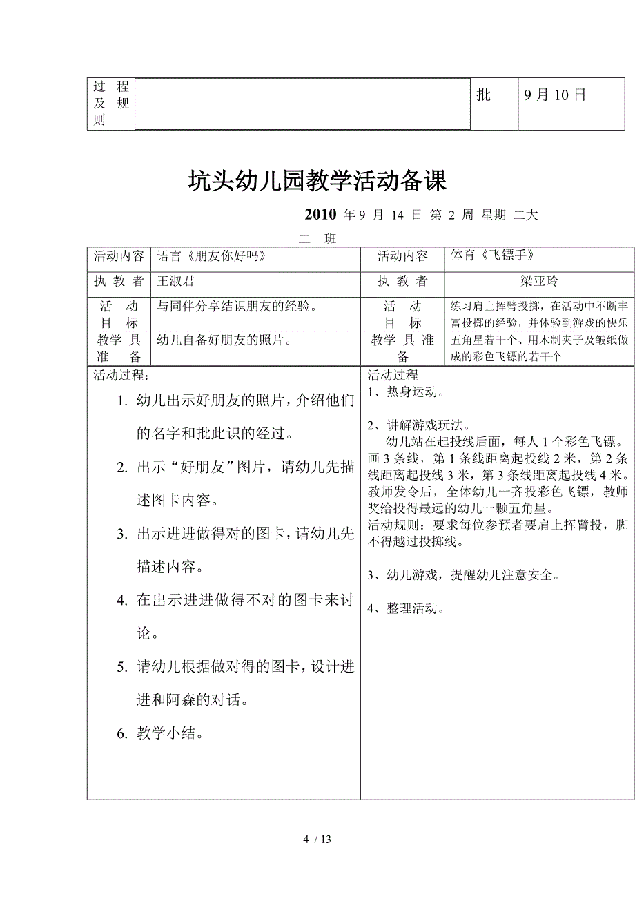 坑头幼儿园2010学年第一学期大二班备课,第2周_第4页