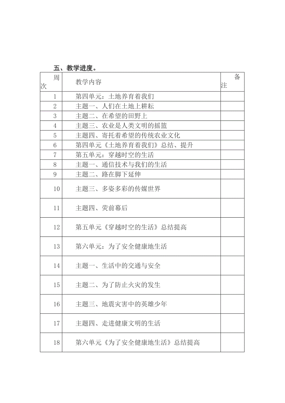 北师大版四年级下册品德与社会教学计划_第3页