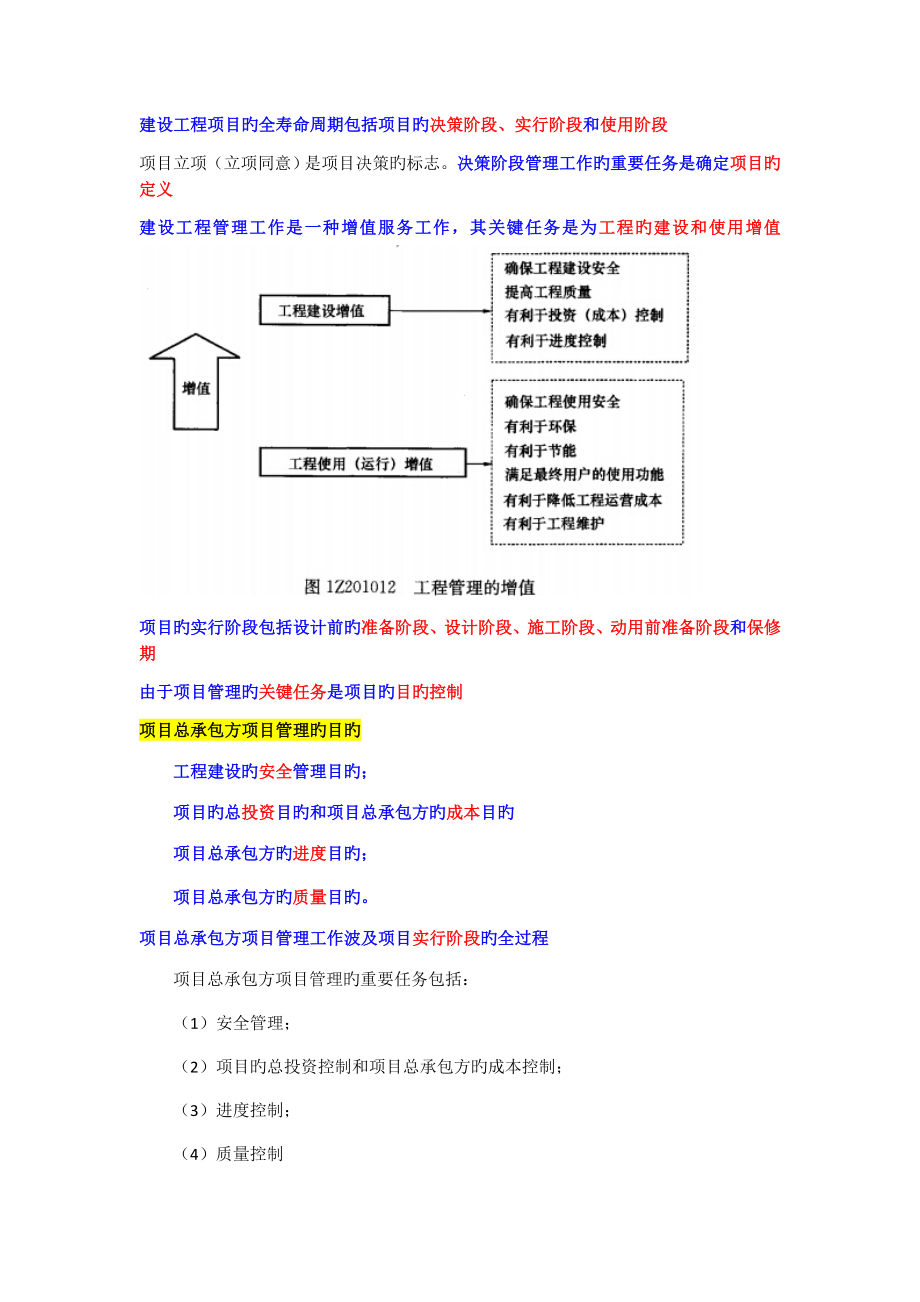 2023年一建项目管理重点总结_第1页