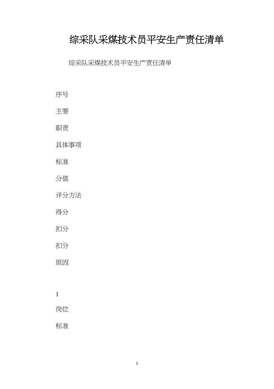 综采队采煤技术员安全生产责任清单.doc_第1页