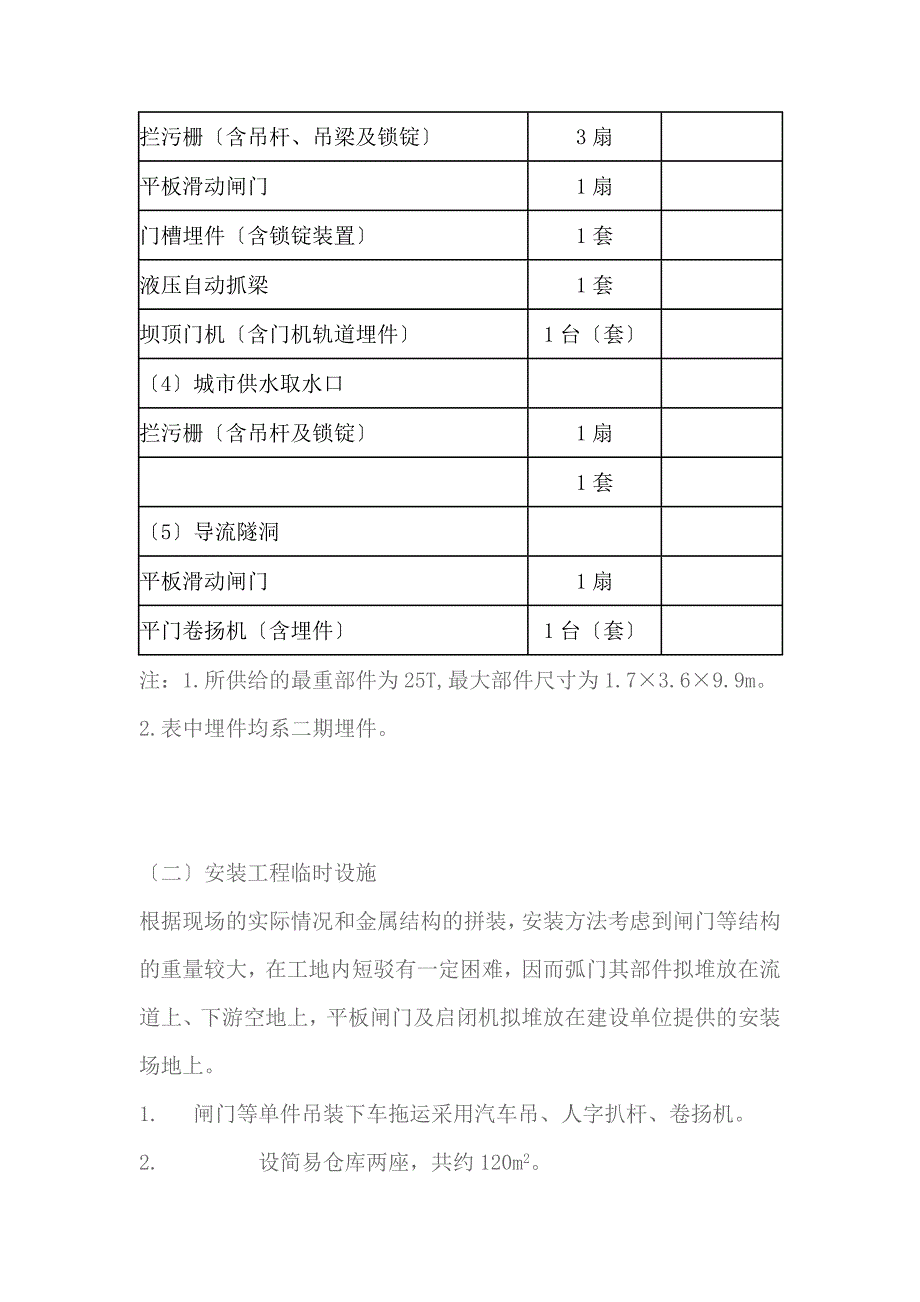 平板闸门及启闭机的安装技术方案_第2页