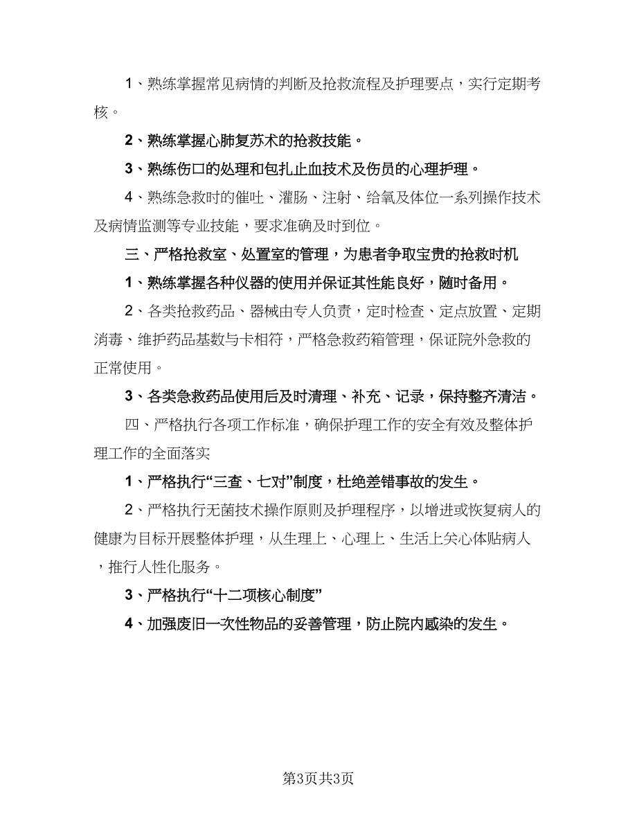 精选急诊科护理工作计划标准范本（二篇）.doc_第3页