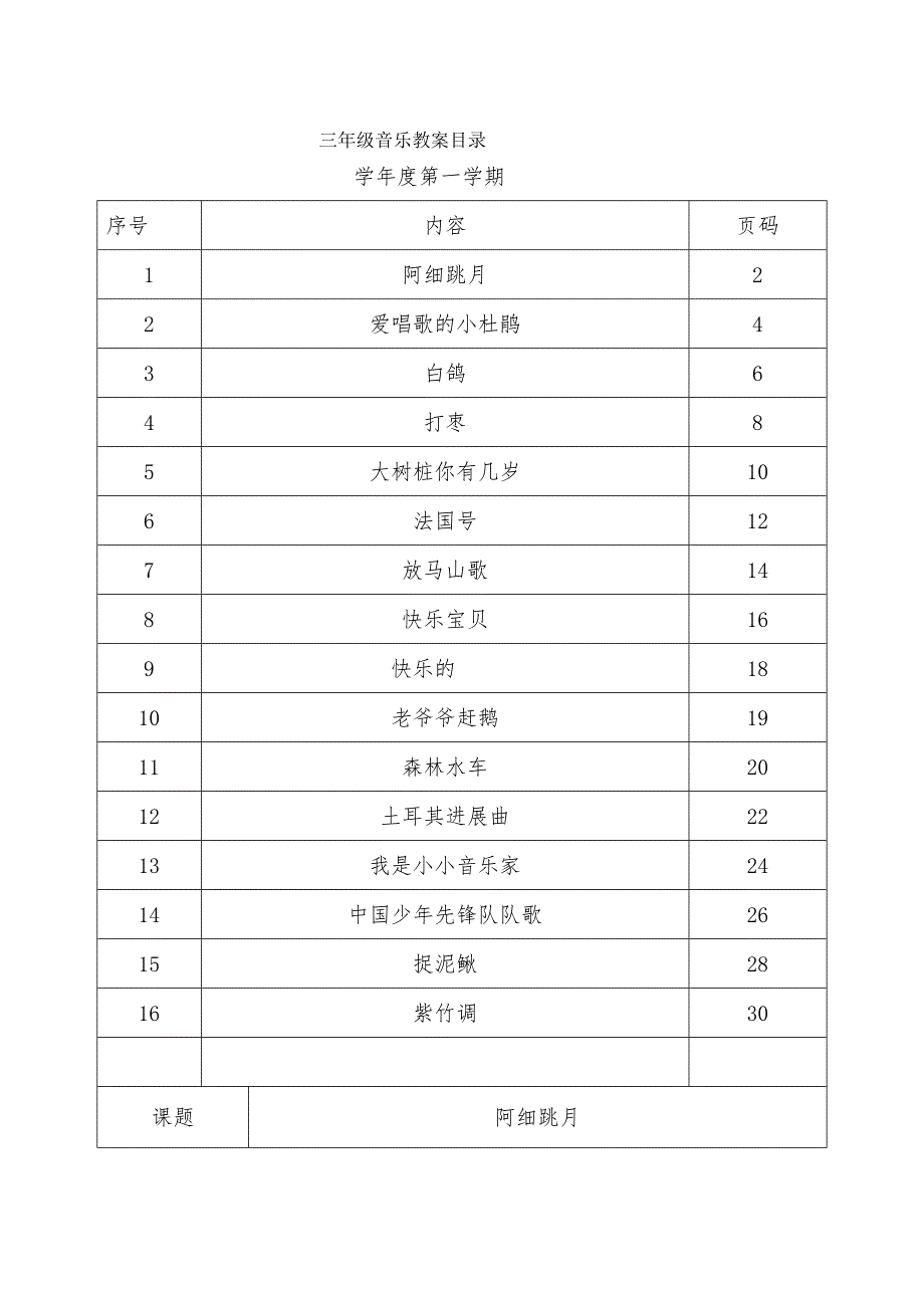 人教版小学音乐三年级上册教案全册_第1页