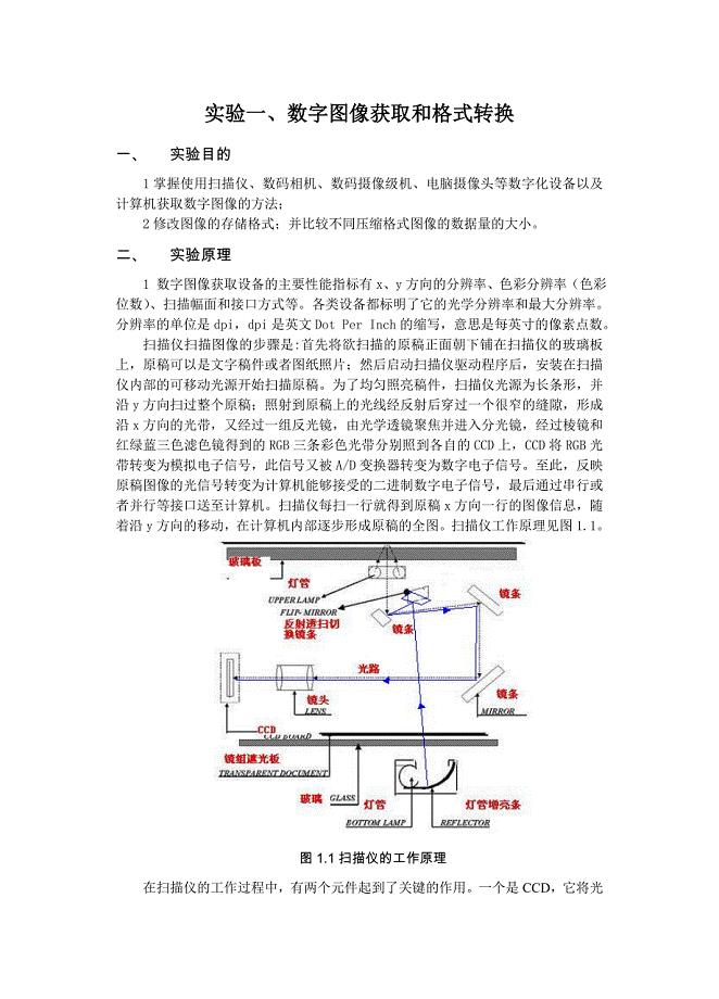 实验一 数字图像获取和格式转换.doc