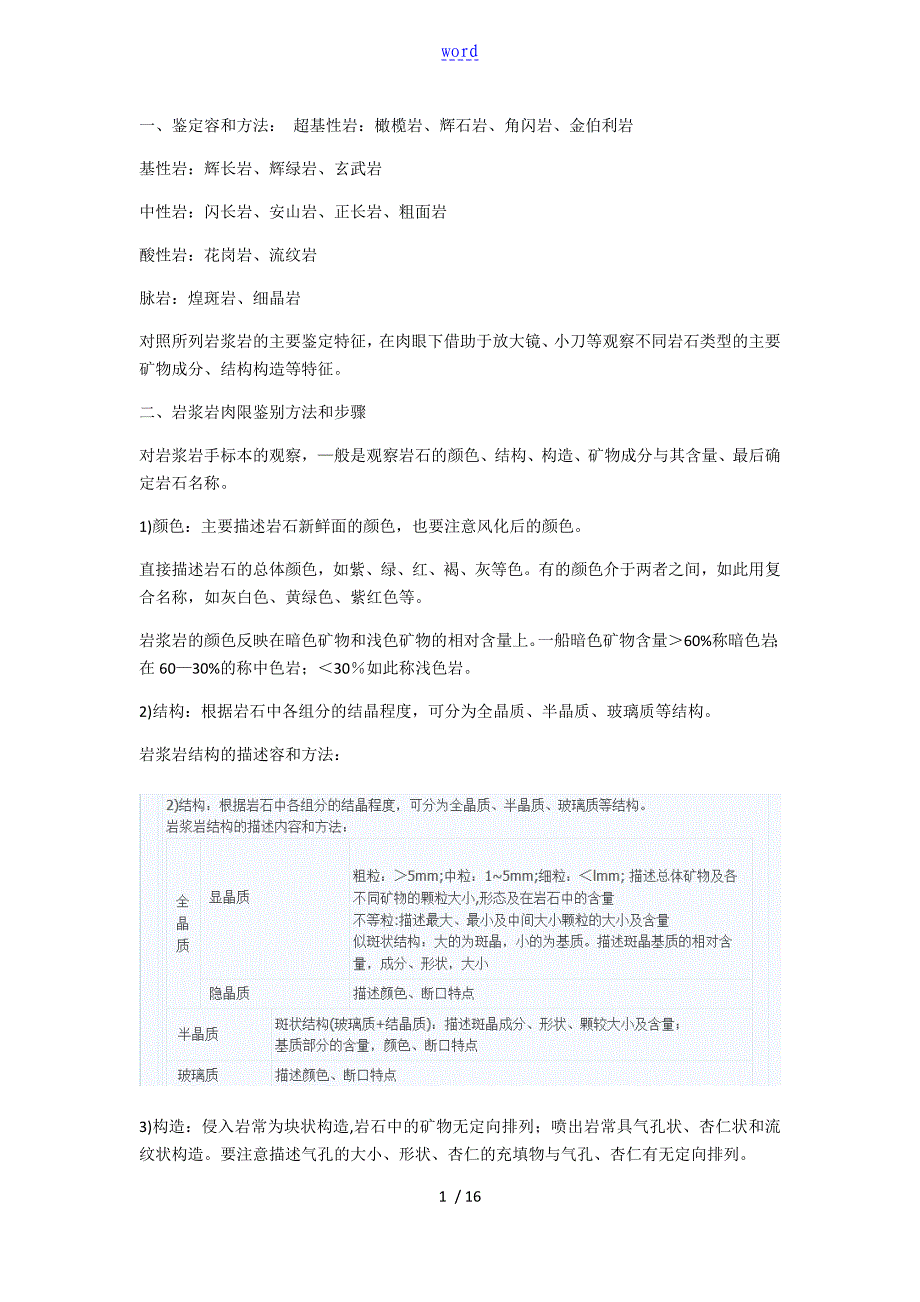 岩浆岩肉眼鉴定方法_第1页