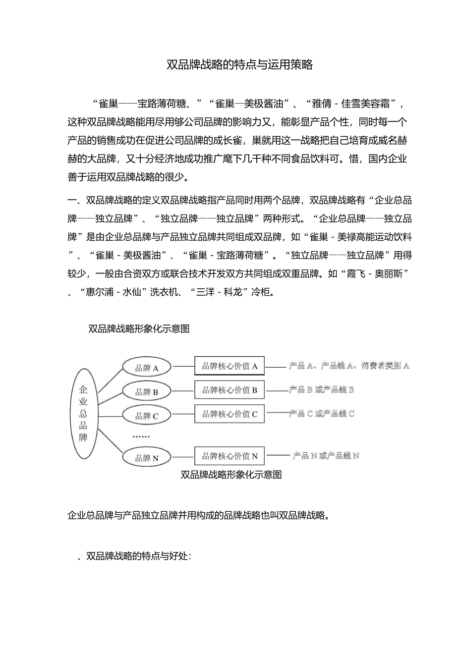 双品牌战略的特点与运用策略_第1页