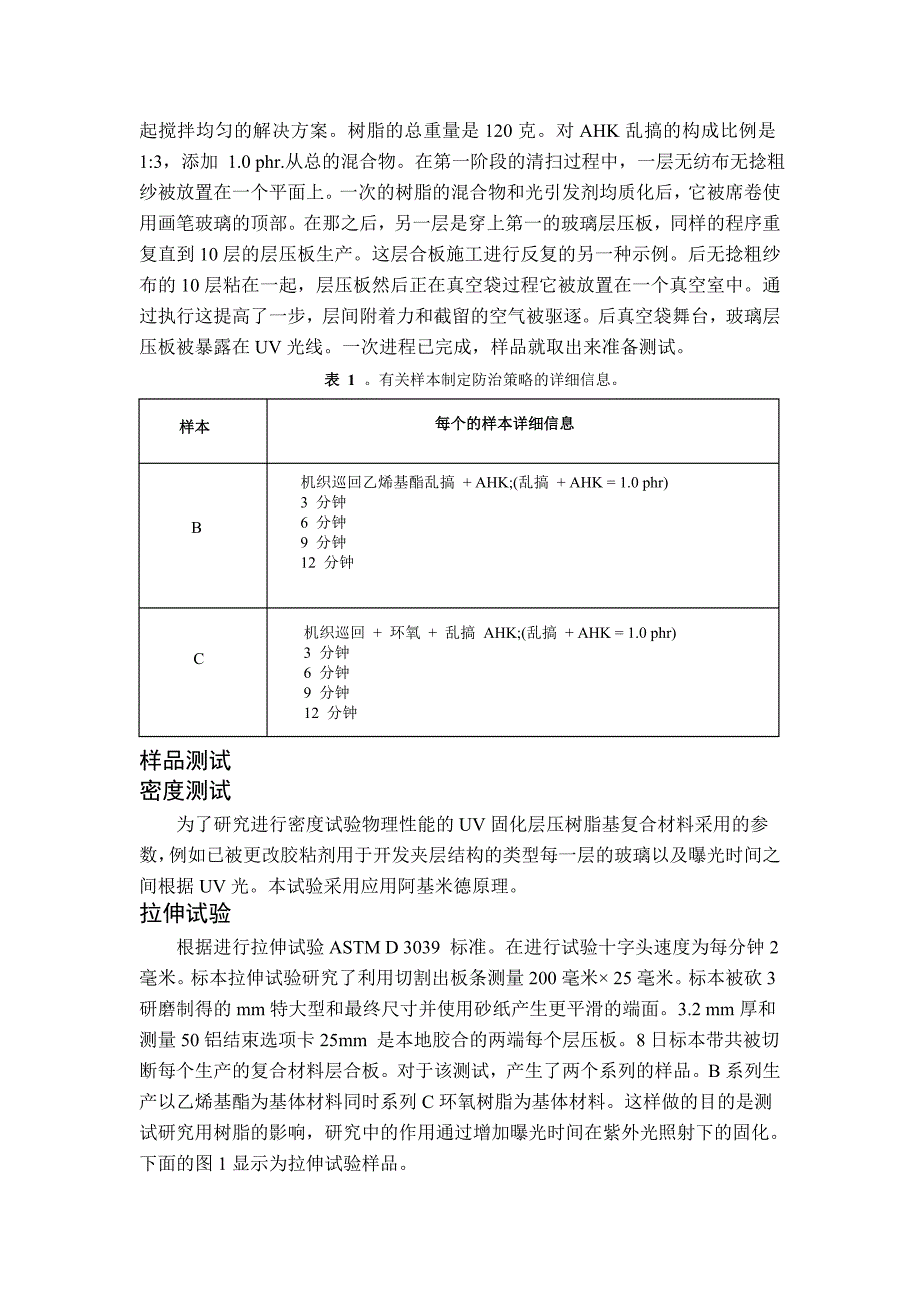 毕业论文——UV固化曝光时间对机械的影响和物理性能的环氧、 乙烯基酯玻璃纤维复合材料层合板复合材料_第3页