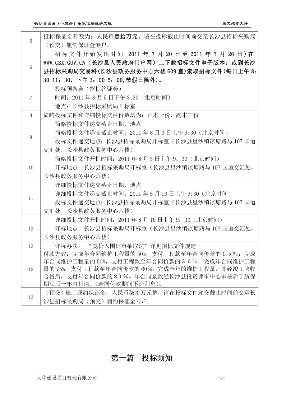 湖南某市政道路维护工程招标文件(工程量清单)_第4页