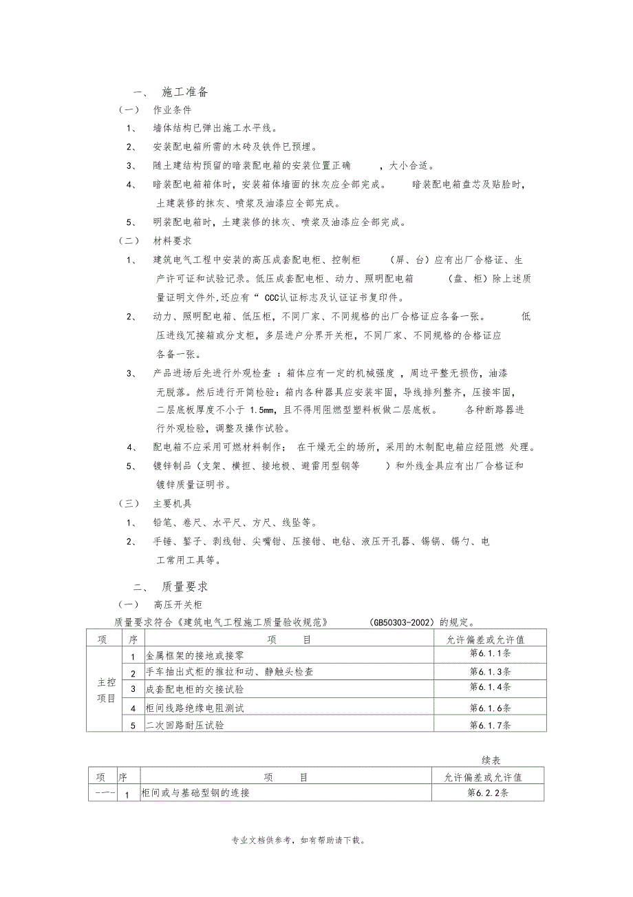 配电箱安装方案_第1页