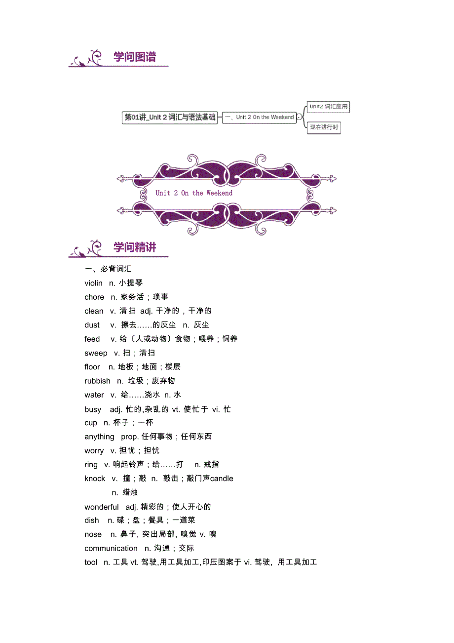 北师大版七年级下册英语unit2知识点语法点(含答案)_第1页