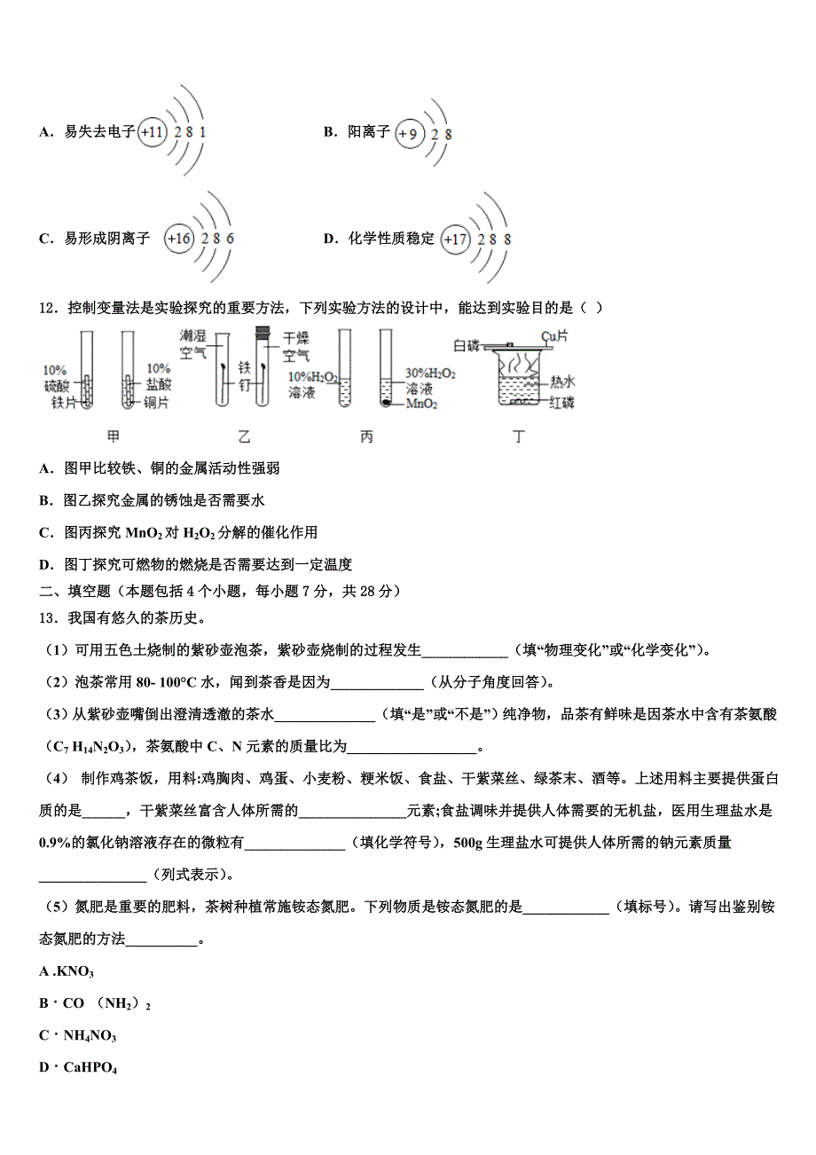 2023届江苏省阜宁实验初中达标名校中考化学全真模拟试题（含答案解析）.doc_第3页